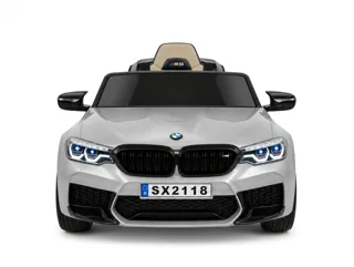 Voiture électrique enfant BMW M5 gris métallisé 24V, ceinture de sécurité, pour enfant de 5-9 ans