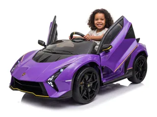 Voiture électrique enfant Lamborghini Auténtica violet 12V, sous licence officielle, pour enfant de 3-6 ans