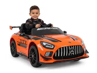 Voiture électrique enfant Mercedes GT3 AMG orange 12V, sous licence officielle, pour enfant de 3-6 ans