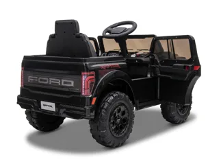 Voiture électrique enfant Ford Raptor noir 12V, phares et feux fonctionnels, pour enfant de 3-6 ans