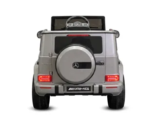 Voiture électrique enfant Mercedes G63 AMG gris métallisé 12V, habitacle simili cuir, suspensions, pour enfant de 3-6 ans