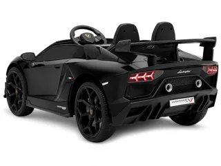Voiture électrique enfant Lamborghini Aventador SVJ noir 24V, ceinture de sécurité, pour enfant de 5-9 ans