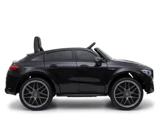 Voiture électrique enfant Mercedes CLA 45 noir métallisé 12V, roues gomme EVA souple, pour enfant de 3-6 ans