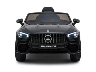 Voiture électrique enfant Mercedes CLA 45 noir métallisé 12V, ceinture de sécurité, pour enfant de 3-6 ans