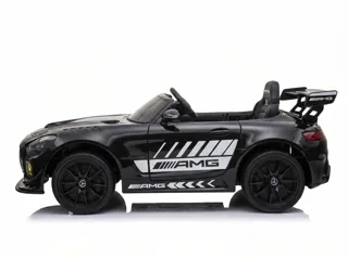 Mercedes-AMG GT3 12V noir, profil latéral, jantes noires et stickers AMG, fond blanc studio