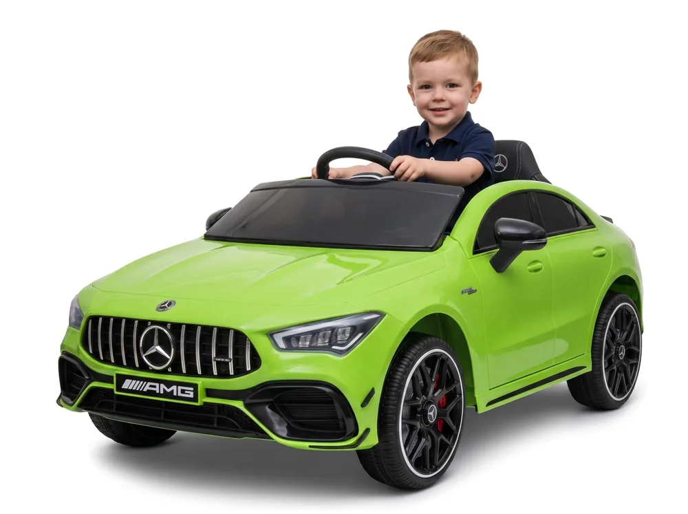 Voiture électrique enfant Mercedes CLA 45 noir métallisé 12V, sous licence officielle, pour enfant de 3-6 ans