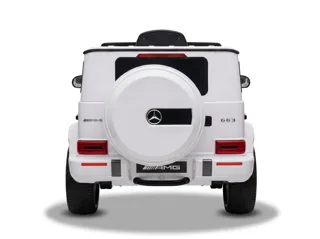 Voiture électrique enfant Mercedes G63 AMG blanc 12V, lecteur MP3 Bluetooth, habitacle simili cuir, pour enfant de 3-6 ans