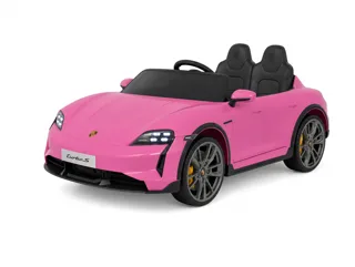 Voiture électrique enfant Porsche Taycan rose 24V, sous licence officielle, avec télécommande parentale, pour enfant de 5-9 ans