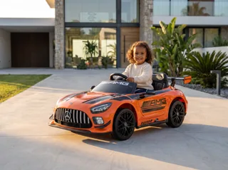 Voiture électrique enfant Mercedes GT3 AMG orange 12V, lecteur MP3 Bluetooth, pour enfant de 3-6 ans