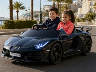 Voiture électrique enfant Lamborghini Aventador SVJ noir 24V, sous licence officielle, lecteur MP3 Bluetooth, pour enfant de 5-9 ans