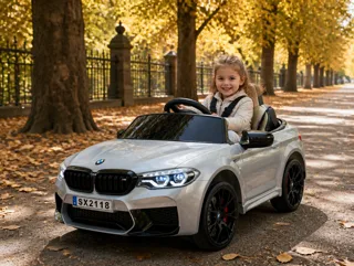 Voiture électrique enfant BMW M5 gris métallisé 24V, jusqu'à 10 km/h, pour enfant de 5-9 ans