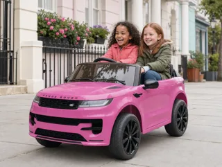 Voiture électrique enfant Range Rover Sport rose 24V, sous licence officielle, ceinture de sécurité, pour enfant de 5-9 ans