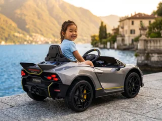 Voiture électrique enfant Lamborghini Auténtica gris 12V, sous licence officielle, jusqu'à 5 km/h, pour enfant de 3-6 ans