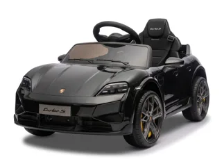 Voiture électrique enfant Porsche Taycan noir 12V, habitacle simili cuir, pour enfant de 3-6 ans, visuel 2