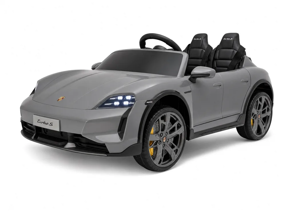 Voiture électrique enfant Porsche Taycan gris 24V, sous licence officielle, pour enfant de 5-9 ans
