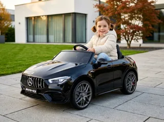 Voiture électrique enfant Mercedes CLA 45 noir métallisé 12V, jusqu'à 5 km/h, pour enfant de 3-6 ans