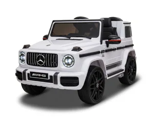Voiture électrique enfant Mercedes G63 AMG blanc 12V, habitacle simili cuir, pour enfant de 3-6 ans