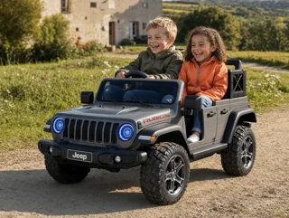Voiture électrique enfant Jeep Gladiator gris 12V, ceinture de sécurité, pour enfant de 3-6 ans