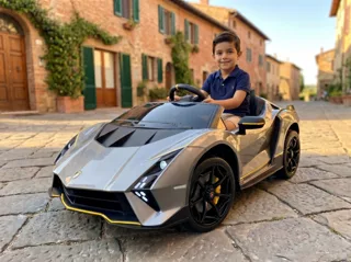 Voiture électrique enfant Lamborghini Auténtica gris 12V, sous licence officielle, ceinture de sécurité, pour enfant de 3-6 ans