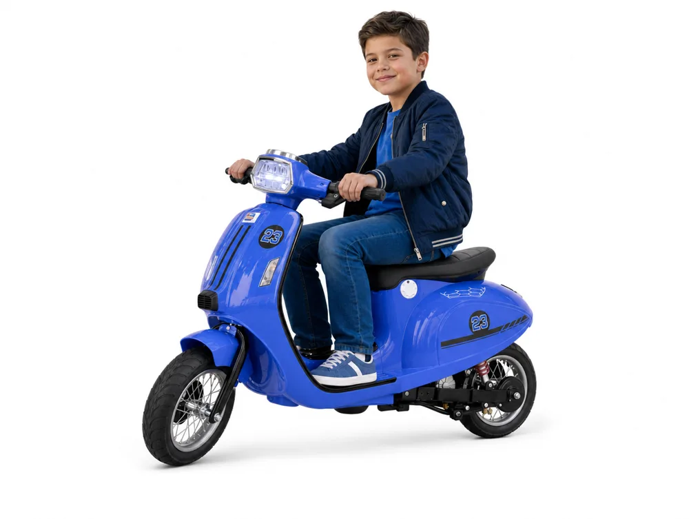 Voiture électrique enfant Vespa Électrique bleu 24V, pour enfant de 5-9 ans