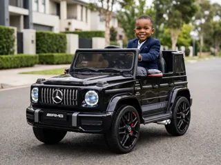 Voiture électrique enfant Mercedes G63 AMG noir 12V, lecteur MP3 Bluetooth, ceinture de sécurité, pour enfant de 3-6 ans