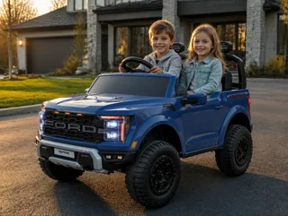 Voiture électrique enfant Ford Raptor bleu 24V, lecteur MP3 Bluetooth, pour enfant de 5-9 ans