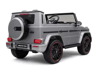 Voiture électrique enfant Mercedes G63 AMG gris métallisé 12V, suspensions, pneus tout-terrain, pour enfant de 3-6 ans