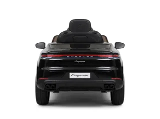 Voiture électrique enfant Porsche Cayenne noir 12V, sous licence officielle, roues gomme EVA souple, pour enfant de 3-6 ans