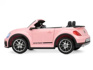 Voiture électrique enfant Volkswagen Beetle rose 12V, démarrage progressif Soft-Start, pour enfant de 3-6 ans