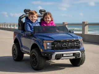 Voiture électrique enfant Ford Raptor bleu 24V, pneus tout-terrain, pour enfant de 5-9 ans