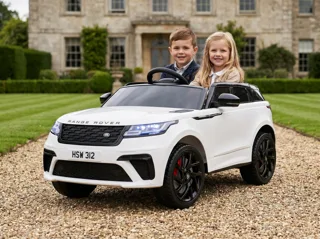 Voiture électrique enfant Range Rover Velar blanc 12V, pneus tout-terrain, pour enfant de 3-6 ans