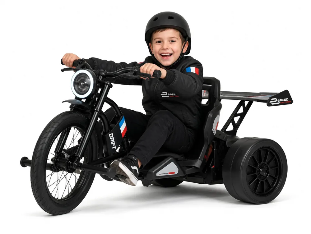 Voiture électrique enfant Tricycle Drift Électrique 24V, mode drift dérapage contrôlé, pour enfant de 5-9 ans