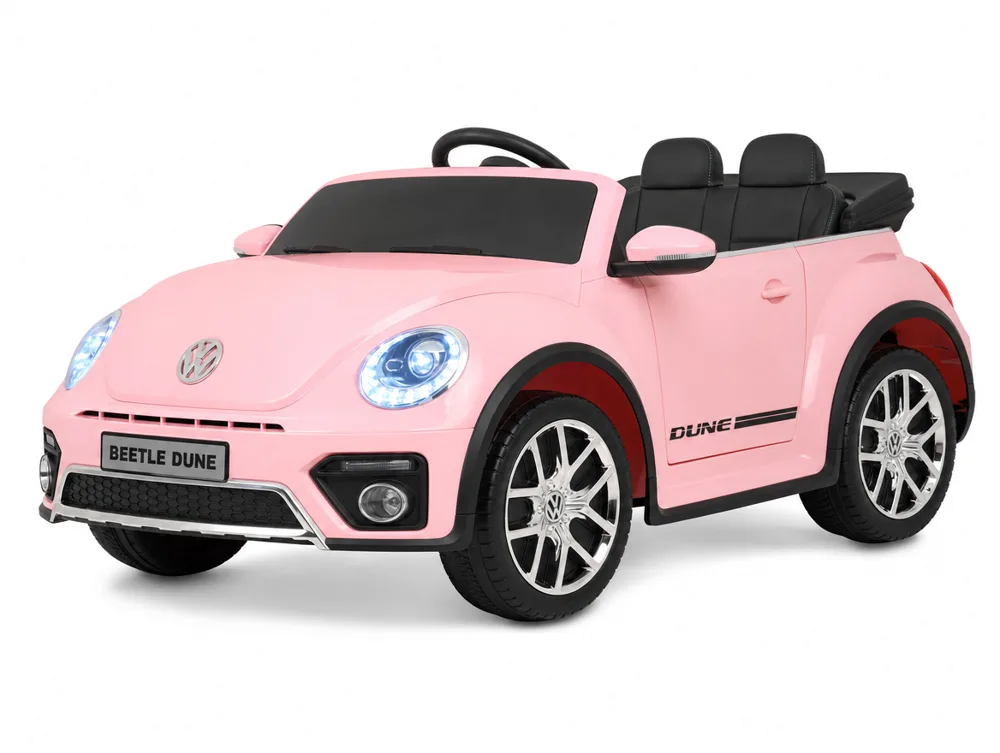 Voiture électrique enfant Volkswagen Beetle rose 12V, sous licence officielle, pour enfant de 3-6 ans