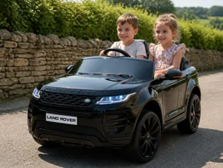 Voiture électrique enfant Range Rover Evoque noir 12V, sous licence officielle, jusqu'à 5 km/h, pour enfant de 3-6 ans
