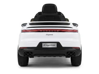 Voiture électrique enfant Porsche Cayenne blanc 12V, phares et feux fonctionnels, pour enfant de 3-6 ans